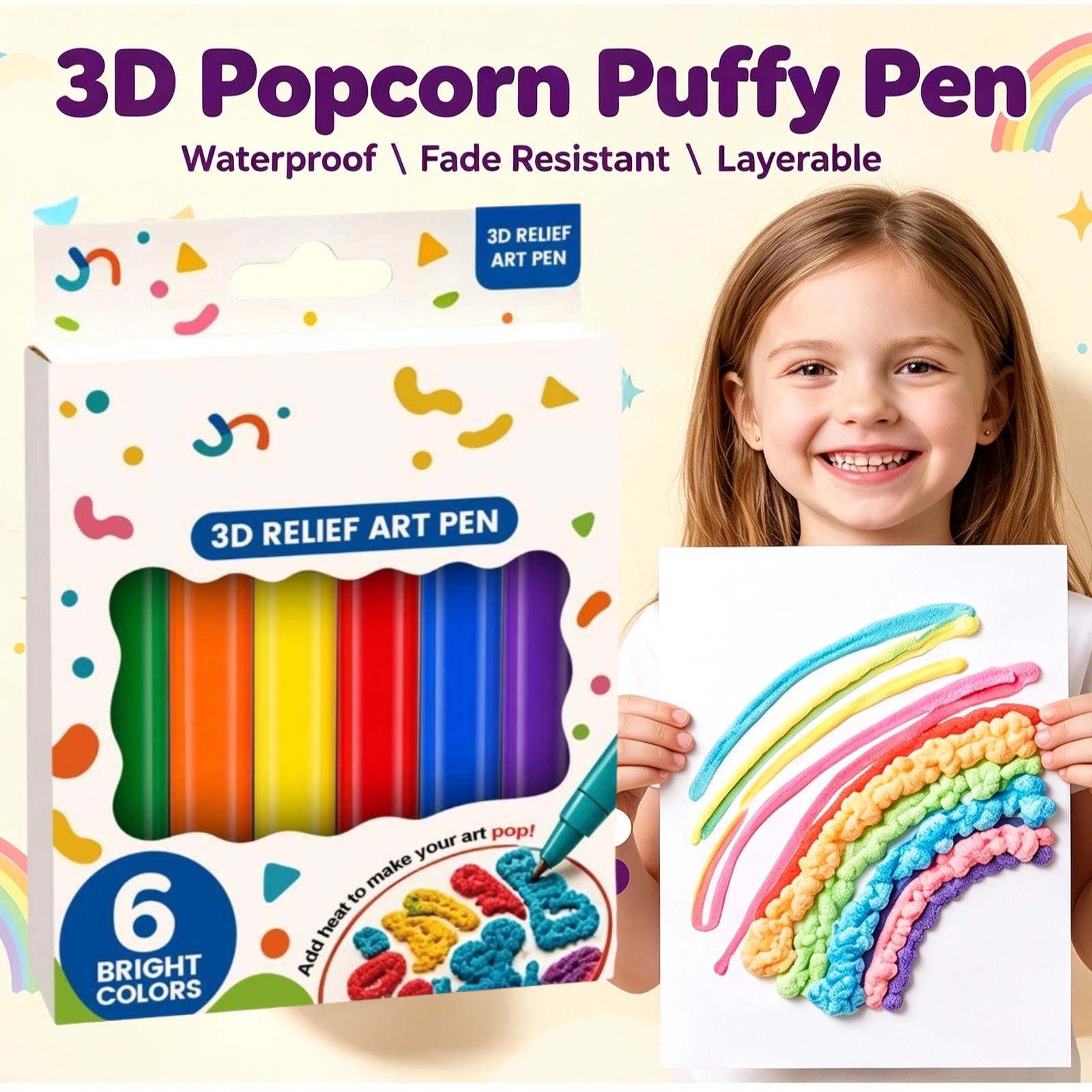 Art Craft Easy With Paper - Ensemble de stylos 3D effet pop-corn