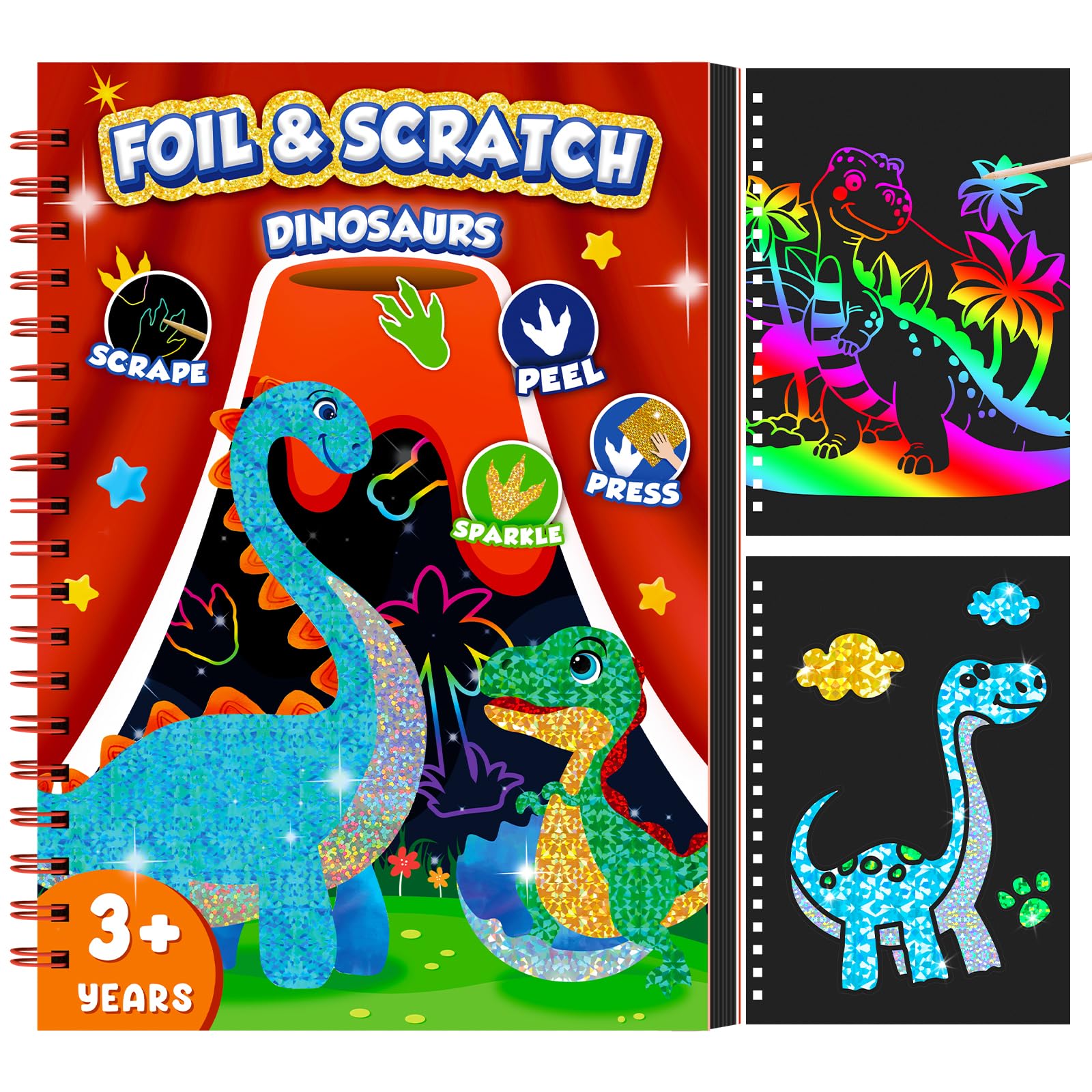Art Craft Books - Livre d'art à gratter dinosaure pour