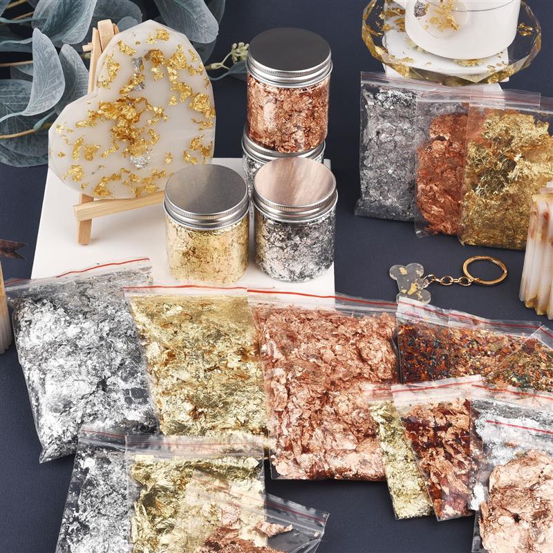 Art Craft Leaves - Feuille Imitation or argent cuivre paillettes