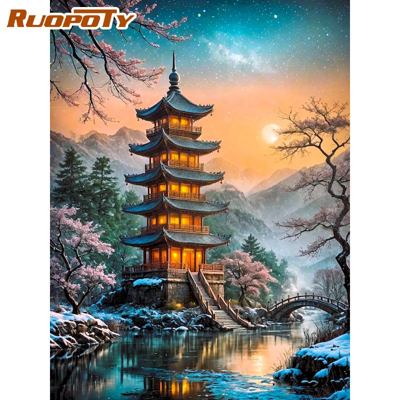Art Craft Room Ideas - RUOPOTY Peinture Diamant Pagode, Art Mural